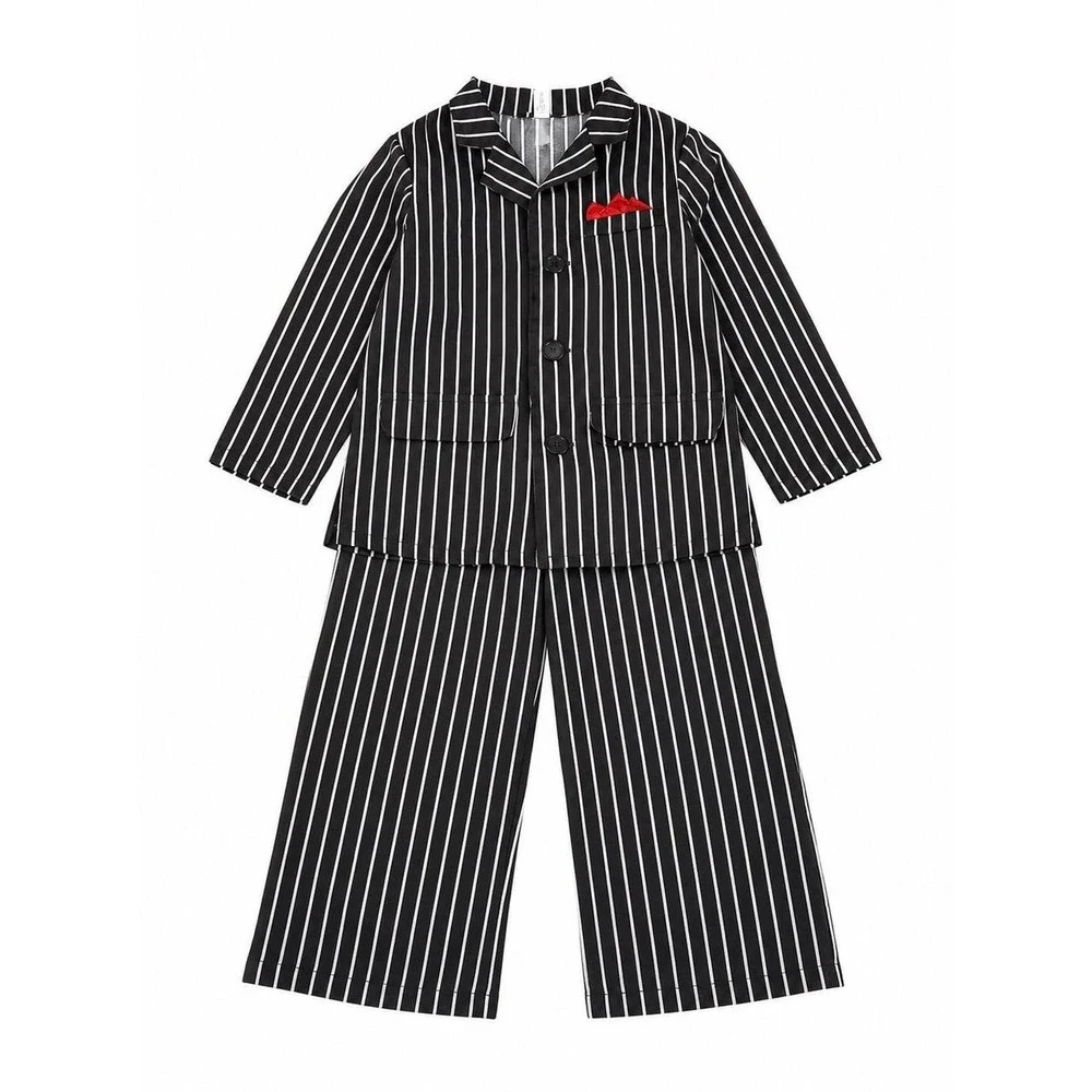 Gangster Halloween Costume (youth) Black & White Pinstripe